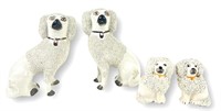 (4) Staffordshire White Confetti Poodles
