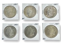 (6) 1921 Morgan Silver Dollars