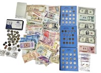 Lot Of Assorted Worldwide Currency & Coins