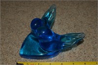 Titan Art Glass Bluebirds of Happiness Heart Fig
