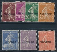 ANDORRA FRENCH #6-12 MINT FINE-VF H