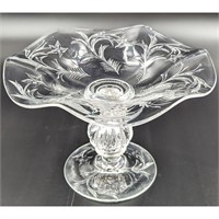 ABP CG Rock Crystal Engraved Compote Dish, Signed