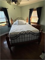 Wood & Metal Frame Bed, Includes Bedding