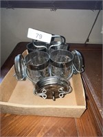 Vintage Silvertone Trim Glasses, Coasters, &