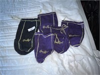 (4) Purple & (1) Black Crown Royal Bags