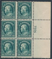 USA #434 PLATE# BLOCK OF 6 MINT AVE-FINE H