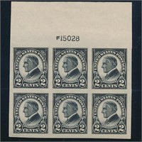 USA #611 PLATE# BLOCK OF 6 MINT VF-EXTRA FINE NH