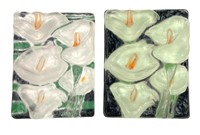 (2) Donald Sultan Lilies Glass Plaques