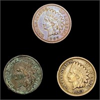 (3) Indian Head Cents (1863, (2) 1883) HIGH GRADE