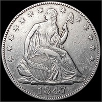 1847 Seated Liberty Half Dollar CLOSELY UNCIRCULAT