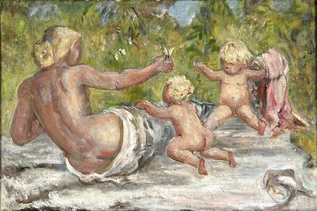 Clara Mairs 'Mother & Children' Oil on Canvas