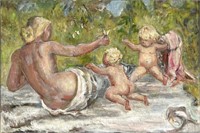 Clara Mairs 'Mother & Children' Oil on Canvas