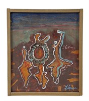 Irving Lehman Oil on Board w/ Natural Wood Knot