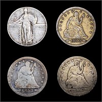 (4) Varied US Quarters (1930, (3) 1853) HIGH GRADE