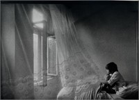 Jan Saudek 'Child on Bed' Silver Gelatin