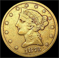 1873-S $5 Gold Half Eagle LIGHTLY CIRCULATED