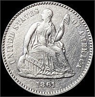 1861 Seated Liberty Half Dime CHOICE AU