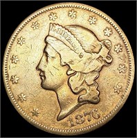 1876-S $20 Gold Double Eagle LIGHTLY CIRCULATED