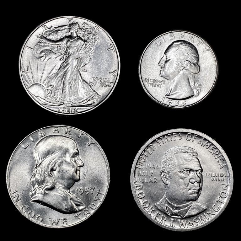(4) Varied US Coinage (1935, 1942-D, 1946, 1957-D)