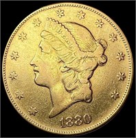1880 $20 Gold Double Eagle LIGHTLY CIRCULATED