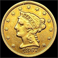 1867-S $2.50 Gold Quarter Eagle LIGHTLY CIRCULATED