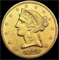 1879-S $5 Gold Half Eagle CLOSELY UNCIRCULATED
