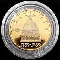 1989-W US Commem .25oz Gold $5 GEM PROOF
