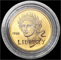 1988-W US Commem .25oz Gold $5 GEM PROOF