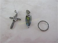 3 sterling silver brooches