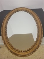 Gold colored Framed Oval Mirror - 26"L x 18"W