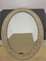 Off white Distressed Oval Mirror - 26"H x 18"W