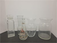 5 various sizes of Glass Flower Vases