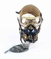 US WWII Flight Helmet, Goggles, Mask & Throat Mic