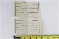 (2) 1920 Indiana Farmers Guide Receipts