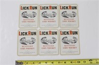 (6) Lick Run Kentucky Corn Whiskey Labels