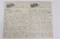 1897 Wayne Hotel Ft Wayne IN Handwritten Letter