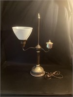 Vintage Student Lamp with Milk Glass Shade
