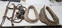 2 OLD HORSE COLLARS & TACK