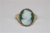 14k yellow gold Antique Cameo Ring, early