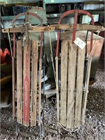 2 Wooden Snow sleds with Metal Runners