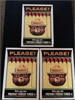 (3) 1990’s Prevent Forest Fires Posters
