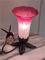 Andrea by Sadek Hummingbird Lamp Pink Glass Flower