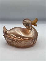 Vintage Jeanette Marigold Carnival Glass Duck
