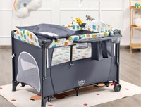 Baby Nursery Center Foldable Toddler Bedside Crib