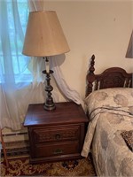 Vintage Link Taylor nightstand & brass lamp