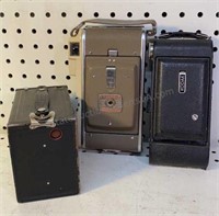 3 Vintage Cameras Kodak Polaroid Brownie