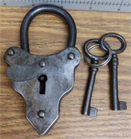 Vintage style Padlock w/ 2 keys