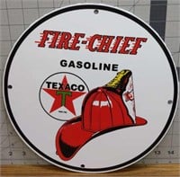 Fire chief Texaco enamel sign
