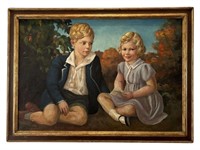 Kyra Markham 'Boy & Girl' Oil on Canvas 1941