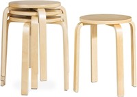 Stackable Bentwood Stools Set of 4, 18-Inch Heigh